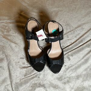 Calvin Klein Black Open-Toe Ankle-Strap Heels